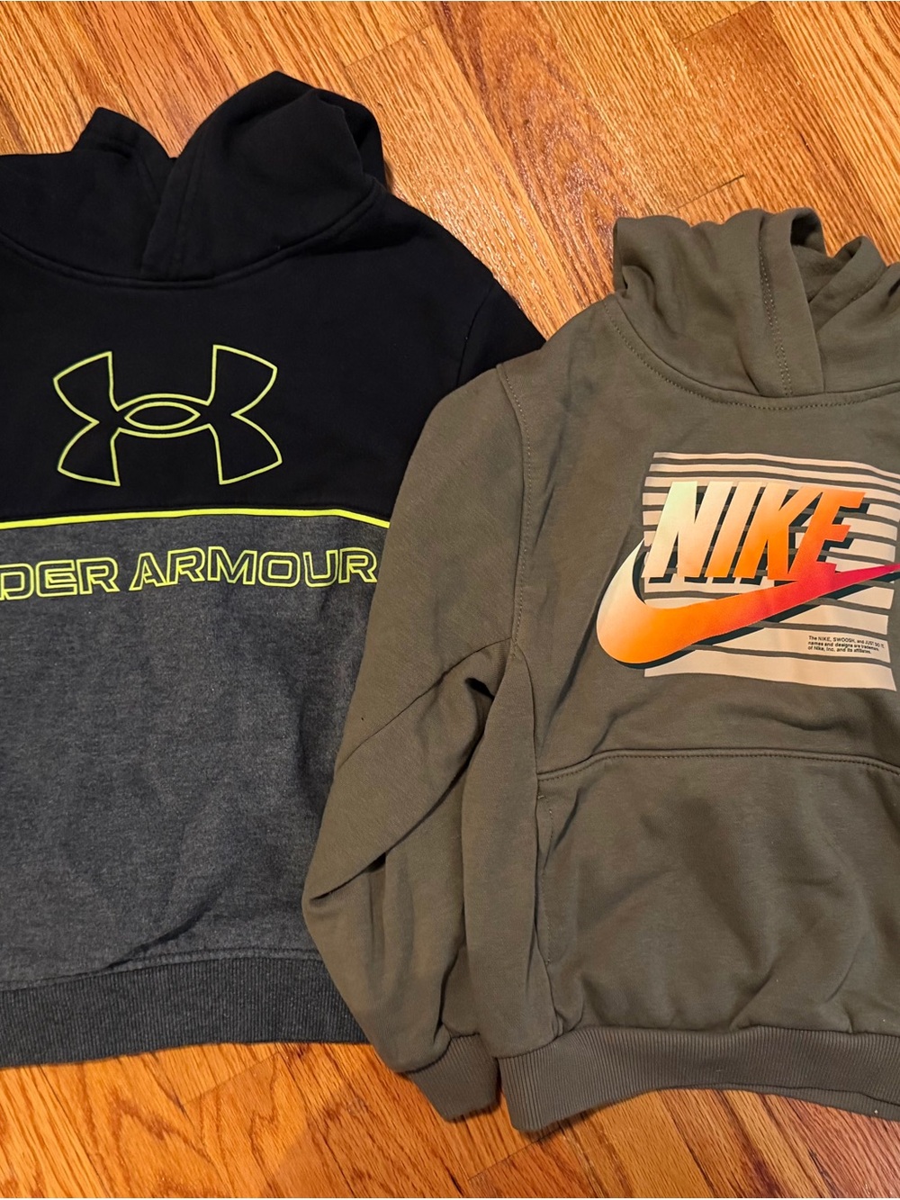 Nike Olive Green Hoodie with Orange Gradient Logo